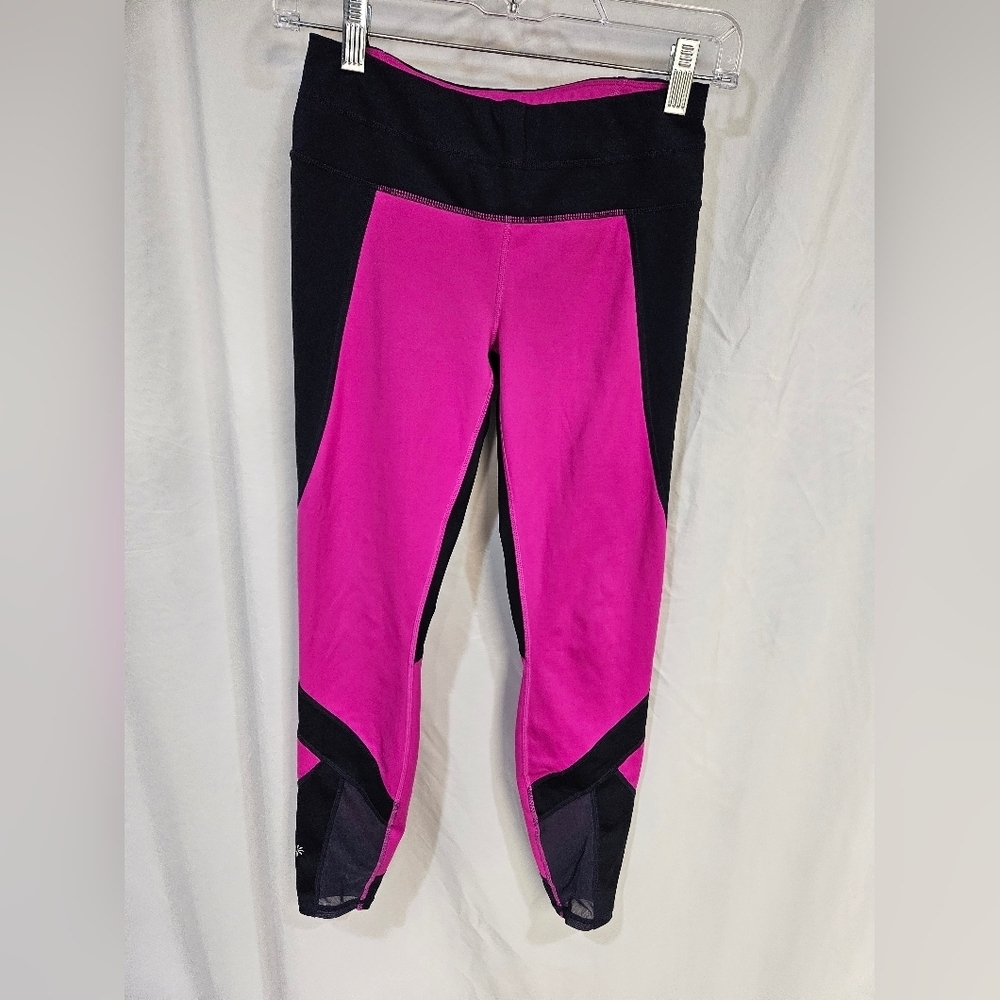 Women’s XS Small Athleta Fuchsia Navy Sonar Activewear Leggings Mesh